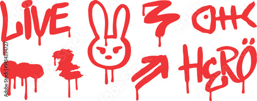 Hand drawn no signal text effect front set line art vector