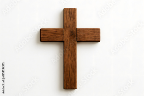 wooden christian cross isolated on white
