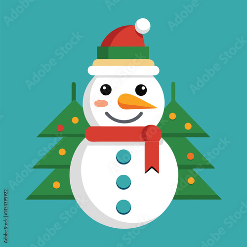 Snowman body with a Christmas tree hat 