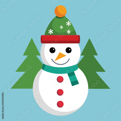 Snowman body with a Christmas tree hat 