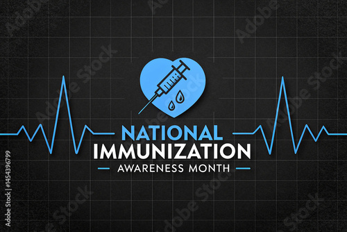 National Immunization Awareness Month: Blue Heart Vaccine Campaign Poster