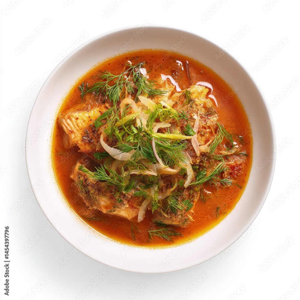Delicious Fish Stew with Dill and Onions in a Rich Orange Broth Delicious Fish Stew with Dill and Onions in a Rich Orange Broth