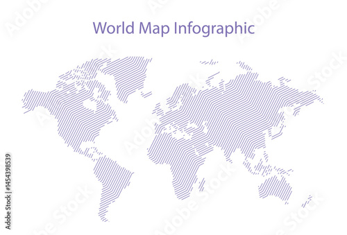 abstract world map in line style graphic design