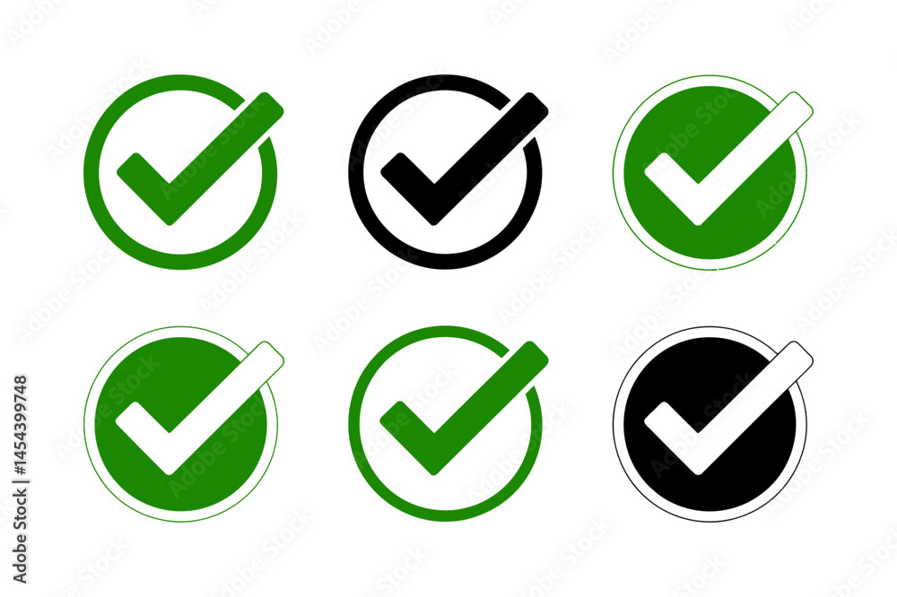 Check mark vector icon set approval and success sign Check mark vector icon set approval and success sign