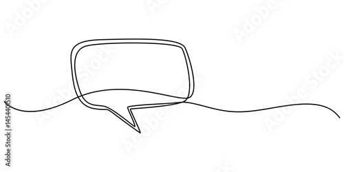 Speech bubble continuous one line drawing, Empty speech minimalist linear illustration made of single line, One line drawing of conversation dialogue bubbles. Chat icons for comics, pro vector.