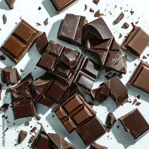  stack of three pieces of chocolate isolated on a white background