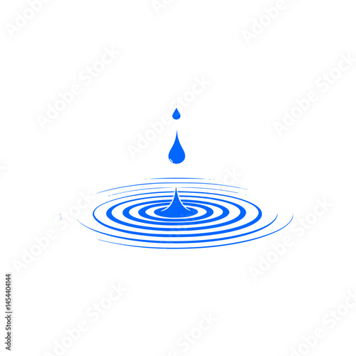 Minimalist black and white logo of a single water droplet touching the surface, creating gentle ripples with subtle pastel shading on a white background — evoking calm, balance, and elegance.