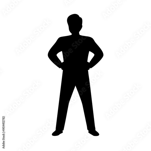 black silhouette vector of a man standing confiden
