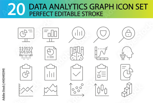DATA ANALITYCS GRAPH ICON SET 