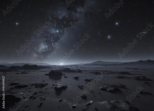 Endless expanse of black, countless stars glimmering faintly, distant nebulae , texture, universe