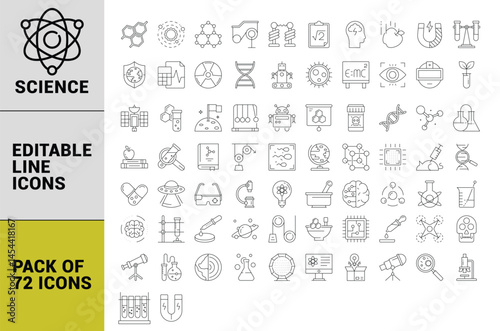 Science line icons editable bundle, science icons, science editable icons bundle