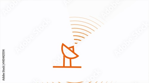 Animated Sattelite 3d Icon Loop Modules for edit with alpha matte with orange