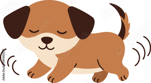 Cute small dog wagging tail happy pet vector illustration for t-shirt print design 