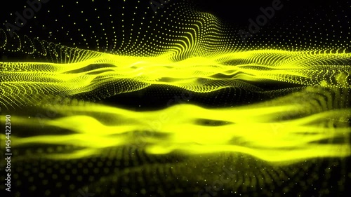 Animated abstract technology yellow background random dots and grid with blue color 4K.