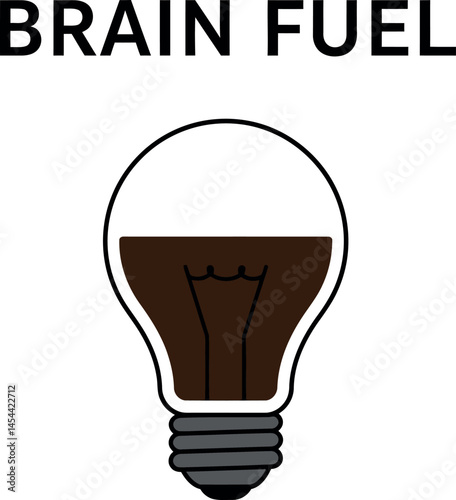 Lightbulb with Coffee Brain Fuel Concept Vector Illustration for T-shirt and Print Projects 