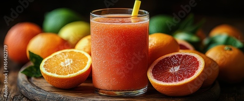 Vibrant citrus smoothie with fresh fruit