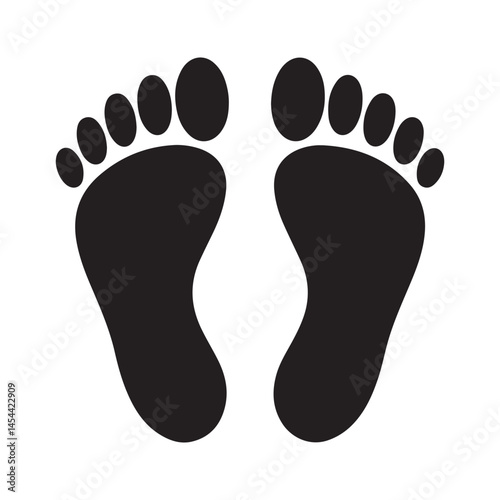Black Silhouette Footprints Pair  Human Step Icon