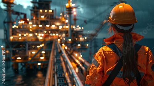 Empowered Female Worker at Oil Rig