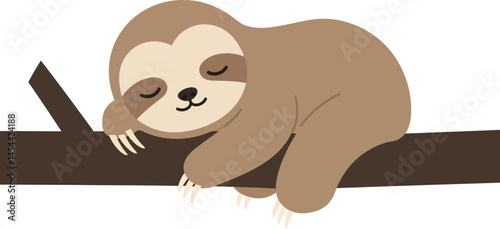 Sloth resting on a branch for relaxing designs and illustrations 
