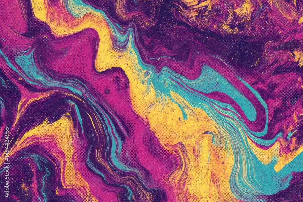 Psychedelic noise pattern in vivid purple, cyan, yellow, and orange suitable for retro music covers, party flyers, and creative projects requiring colorful backgrounds and ample negative space Psychedelic noise pattern in vivid purple, cyan, yellow, and orange suitable for retro music covers, party flyers, and creative projects requiring colorful backgrounds and ample negative space