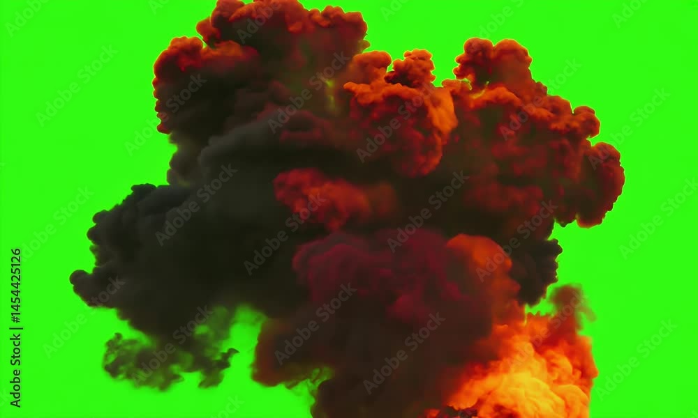 Fiery Explosion on Green Screen: VFX Footage