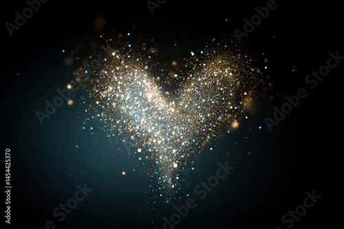 Glowing heart silhouette with sparkles for festive greetings, romantic decor, and celebration banners suitable for holiday cards and love-themed design projects