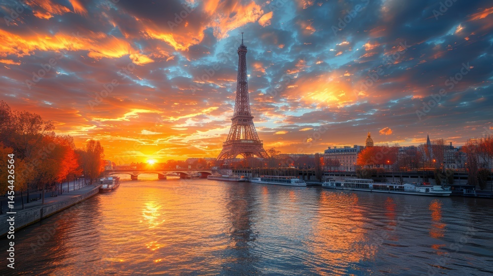 Fototapeta premium Golden Sunset in Paris