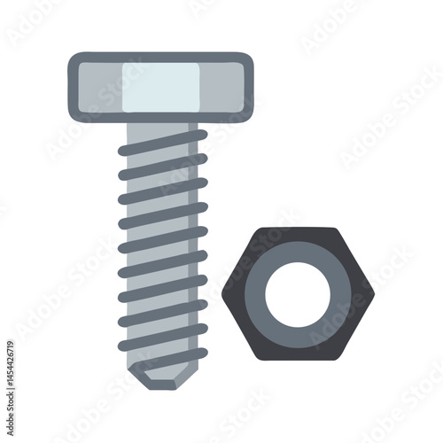 Hex Nut Fastener Icon Representing Mechanical Assembly and Hardware Component