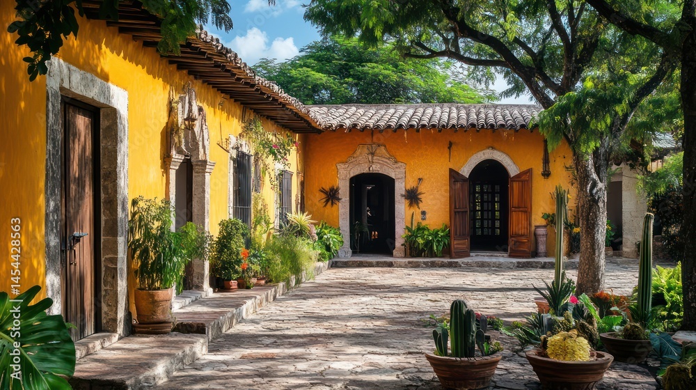 Fototapeta premium Traditional yellow building courtyard