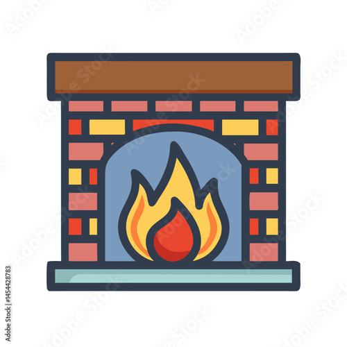 Indoor Fireplace Icon Representing Cozy Home Heating and Interior Comfort