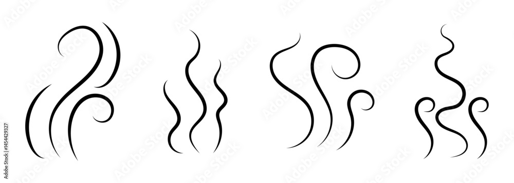 Set of smoke steam icon ,smoke smell, steam aroma heat icons Set of smoke steam icon ,smoke smell, steam aroma heat icons