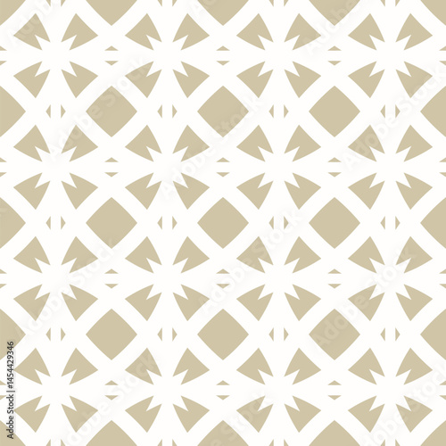 Vector abstract seamless pattern. Gold and white floral geometric grid texture. Modern luxury golden background with flowers, diamond shapes, lattice. Repeated design for decor, textile, print, cover