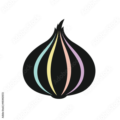 onion silhouette icon with white background.