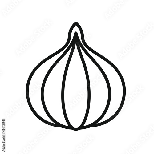 "Garlic Line Art Vector Icon – Minimalist Herb Illustration Isolated on White Background"

