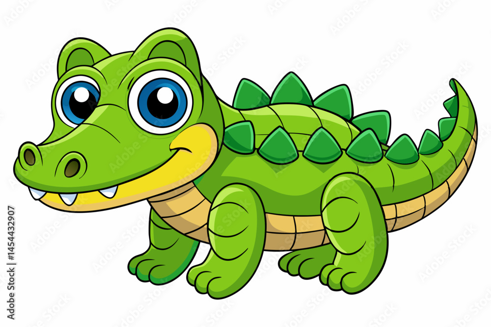 Naklejka premium A Cute Crocodile Vector art in Illustration on white Background