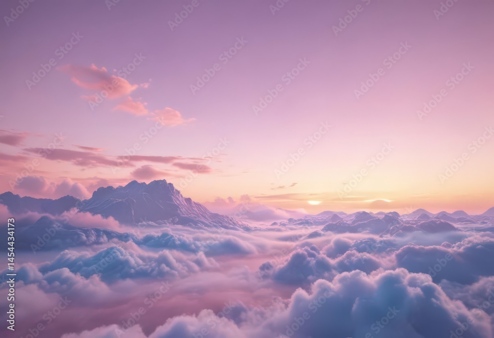 Obraz premium Dreamy cotton candy sunset, pastel pink, blue, yellow gradient , sky, graphic, fluffy