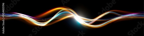 Vibrant Light Waves: Bright and Colorful Lines on a Striking Black Background