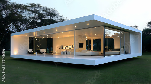 Wallpaper Mural Contemporary minimalistic house with open space concept and surrounding greenery Torontodigital.ca