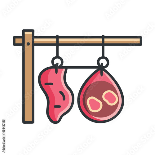 Meat Hanging on Hook Icon Representing Butchery and Meat Storage