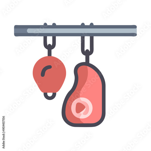 Meat Hanging on Hook Icon Representing Butchery and Meat Storage