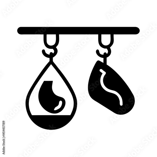 Meat Hanging on Hook Icon Representing Butchery and Meat Storage