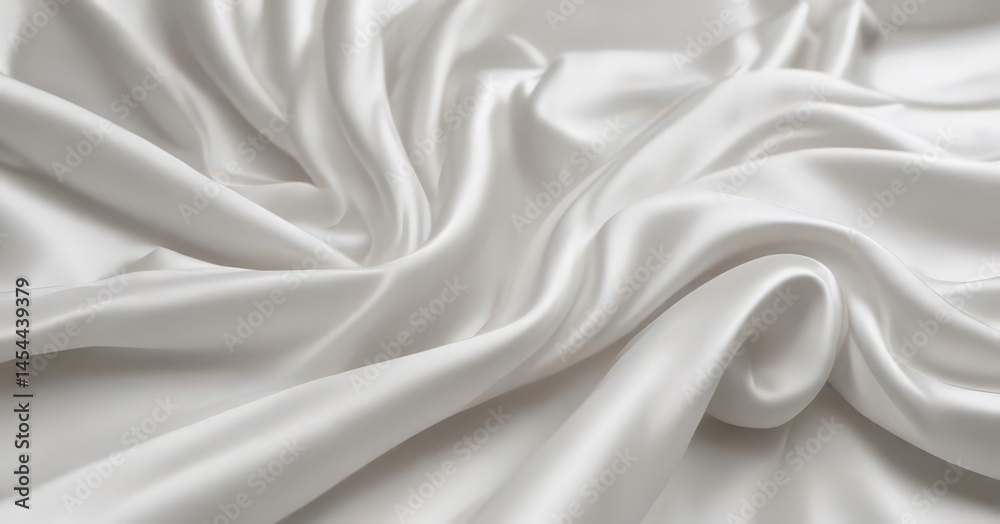 Fototapeta premium Luxurious white silk, smooth, flowing texture, soft, luxury, fold