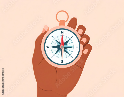 Hand Holding Compass Illustration