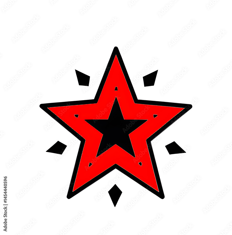 Fototapeta premium bright red and black star on isolated white background icon