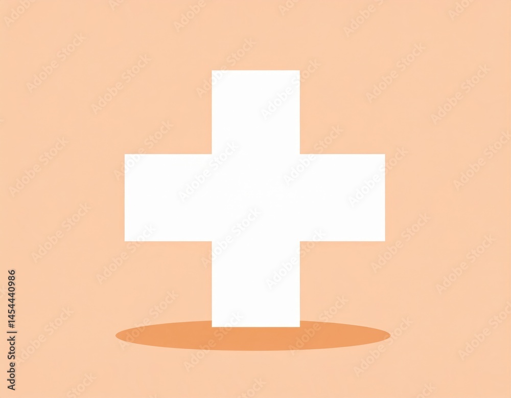Obraz premium Simple White Plus Sign On Peach Background