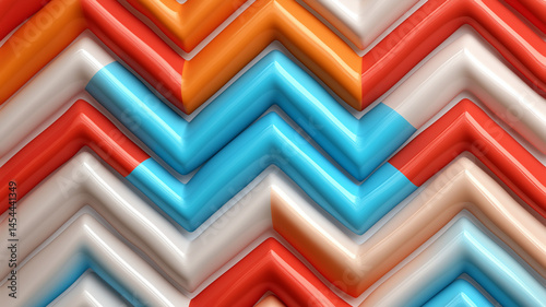 Colorful zigzag pattern with glossy texture and vibrant hues