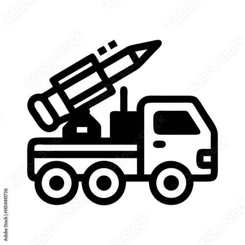 Missile Launcher Truck Icon Representing Tactical Warfare and Mobile Defense