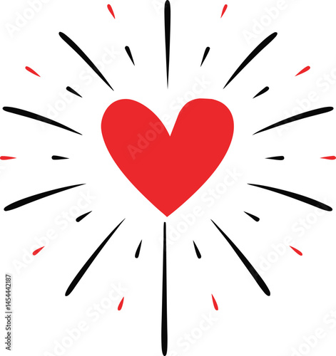 fireworks heart vector art illustration on white background