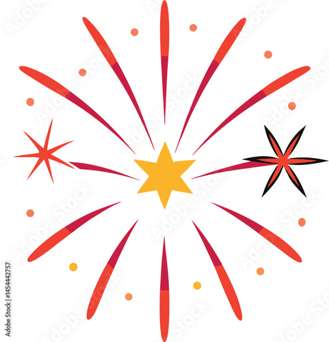fireworks explosion with bursts and trails vector art illustration on white background