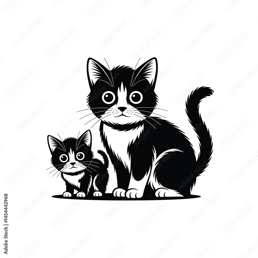 Obraz premium Naughty Black Outline Cat Vector for Coloring Pages, Funny Kitten Design